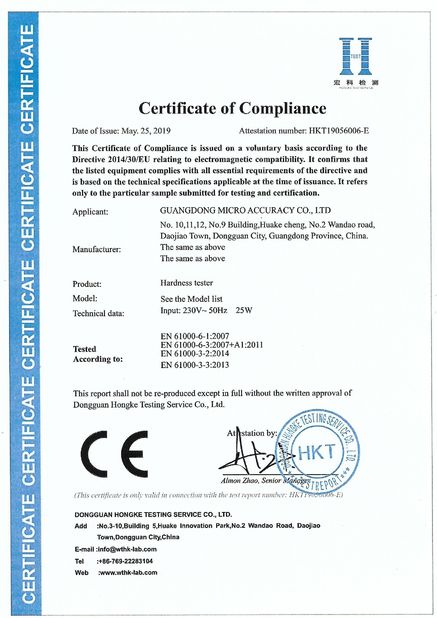 China Leader Precision Instrument Co., Ltd certification